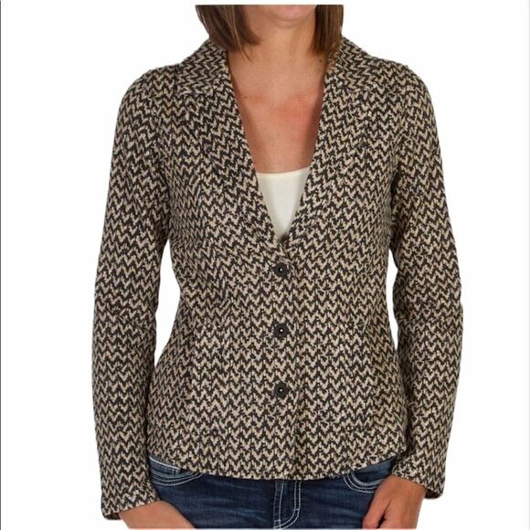 Hurley Winchester‎ Chevron Print Blazer Tan Small - Picture 1 of 16